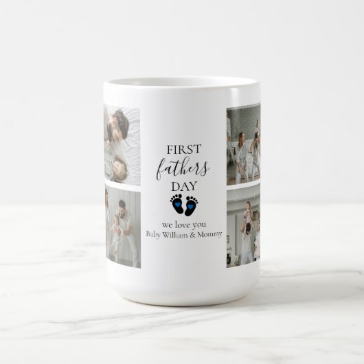 Eerste Vaderdag – Baby Footprints & Blue Hearts Koffiemok (Center)