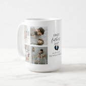 Eerste Vaderdag – Baby Footprints & Blue Hearts Koffiemok (Voorkant links)