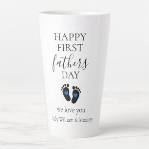 Eerste Vaderdag – Baby Footprints & Blue Hearts Latte Mok