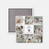 Eerste Vaderdag – Baby Footprints & Blue Hearts Magneet (Voorkant / Achterkant)