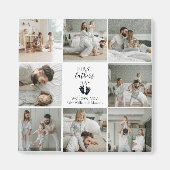 Eerste Vaderdag – Baby Footprints & Blue Hearts Magneet (Voorkant)