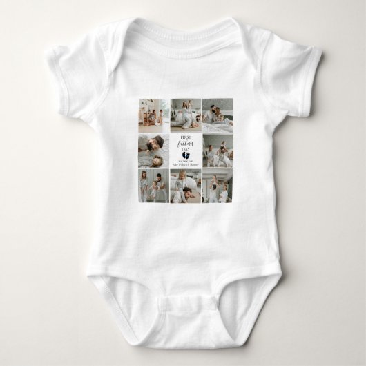 Eerste Vaderdag – Baby Footprints & Blue Hearts Romper (Voorkant)