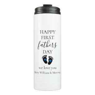 Eerste Vaderdag – Baby Footprints & Blue Hearts Thermosbeker
