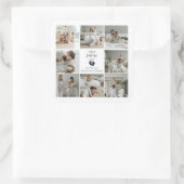 Eerste Vaderdag – Baby Footprints & Blue Hearts Vierkante Sticker (Tas)