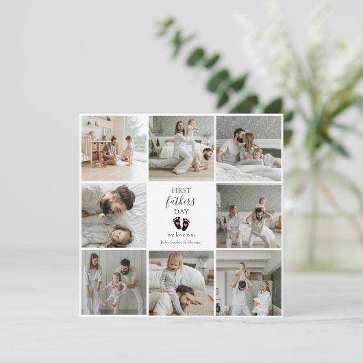 Eerste Vaderdag – Baby Footprints & Pink Hearts (Staand voorkant)