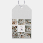 Eerste Vaderdag – Baby Footprints & Pink Hearts Cadeaulabel (Voorkant)