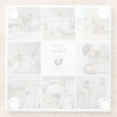 Eerste Vaderdag – Baby Footprints & Pink Hearts Glazen Onderzetter (Achterkant)