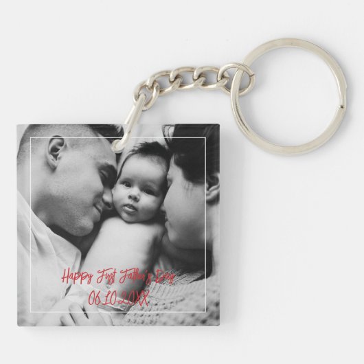 Eerste Vaderdag  Baby Foto collage Sleutelhanger (Achterkant)
