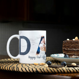 Eerste Vaderdag Baby foto Stoffig Blauw Marmer Koffiemok