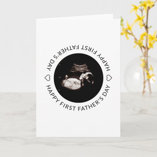 Eerste Vaderdag Baby Sonogram Hartfoto Kaart (Gele Bloem)