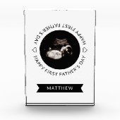 Eerste Vaderdag Baby Sonogram Heart Fotoblokken (Voorkant)