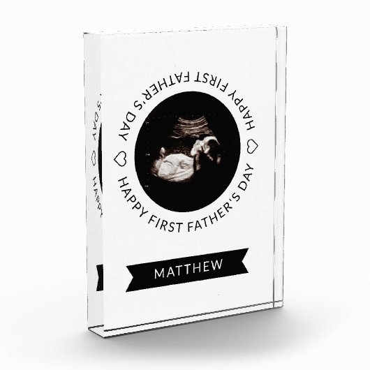 Eerste Vaderdag Baby Sonogram Heart Fotoblokken (Links)