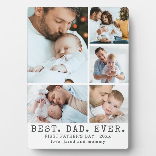 Eerste Vaderdag BESTE DAD OOIT 5 foto's Fotoplaat (voorkant)