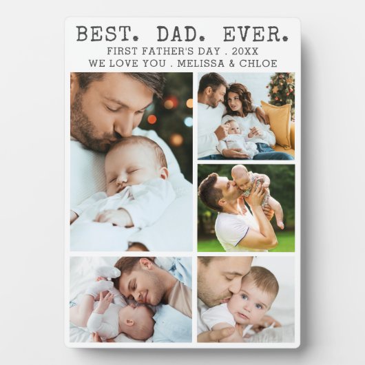 Eerste vaderdag BESTE DAG OOIT Foto Collage Fotoplaat (voorkant)