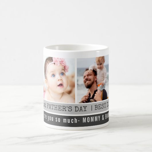 Eerste Vaderdag Beste vader ooit 4 Foto Collage Koffiemok (Center)