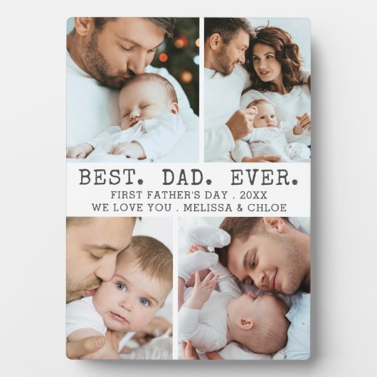 Eerste Vaderdag BESTE VADER OOIT 4 Fotocollage Fotoplaat (voorkant)
