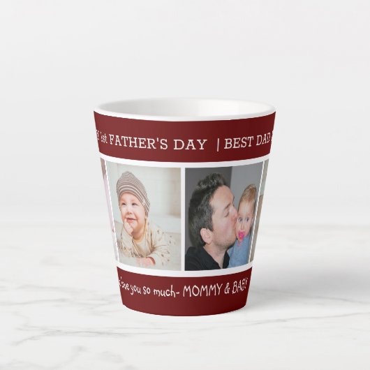 Eerste Vaderdag Beste vader ooit 4 Fotomaroon Latte Mok (Voorkant)