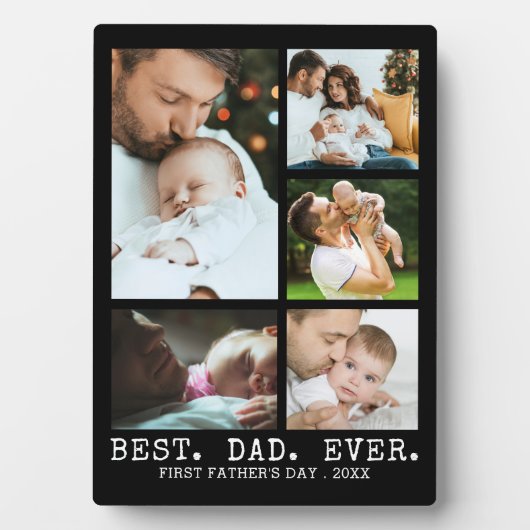 Eerste Vaderdag BESTE VADER OOIT 5 Fotocollage Fotoplaat (voorkant)