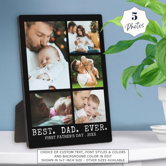 Eerste Vaderdag BESTE VADER OOIT 5 Fotocollage Fotoplaat