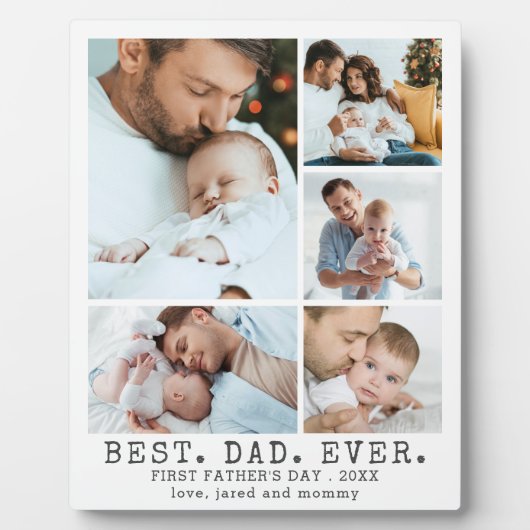Eerste Vaderdag BESTE VADER OOIT 5 Fotocollage Fotoplaat (Voorkant)