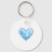 Eerste Vaderdag Blauwe Waterverf Hart Voetafdruk Sleutelhanger (Achterkant)