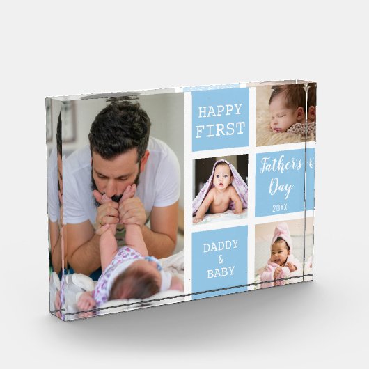 Eerste Vaderdag Blue 4 Photo Collage Block Fotoblokken (Links)