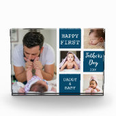 Eerste Vaderdag Blue 4 Photo Collage Fotoblokken (Voorkant)