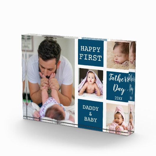Eerste Vaderdag Blue 4 Photo Collage Fotoblokken (Rechts)