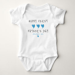 Eerste Vaderdag Blue Heart Custom Romper