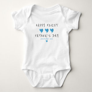 Eerste Vaderdag Blue Heart Custom Romper
