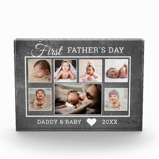 Eerste Vaderdag Chalkboard 7 Fotocollage  Fotoblokken (Voorkant)