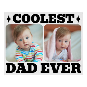 Eerste Vaderdag Coolste Papa Ooit Baby Foto Cool Perfect Poster