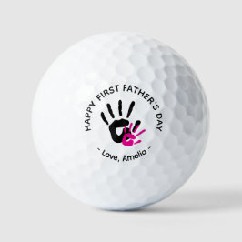Eerste Vaderdag – Custom Baby & Dad Handprint Golfballen