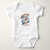 Eerste Vaderdag Cute Vogel Baby Bodysuit (Voorkant)