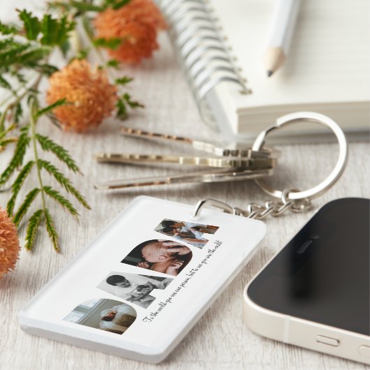 Eerste Vaderdag Dada foto collage cadeau Sleutelhanger (Voorkant Rechts)