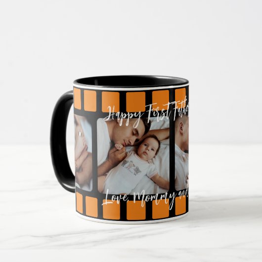 Eerste Vaderdag filmstrip Fotoraster Nieuwe vader Mok (Voorkant links)