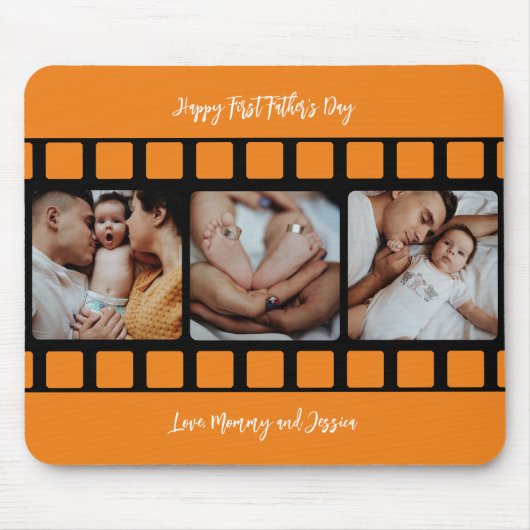 Eerste Vaderdag filmstrip Fotoraster Nieuwe vader Muismat (Voorkant)