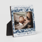 Eerste Vaderdag Foto Blue Camo Fotoplaat (Voorkant)