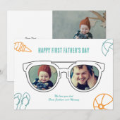 Eerste Vaderdag Foto Collage Dad Son Daughter Feestdagenkaart (Voorkant / Achterkant)