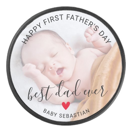Eerste Vaderdag Foto Hockey Puck (Voorkant)