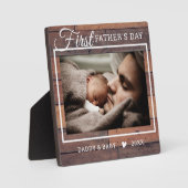 Eerste Vaderdag Foto: Rustic Pallet Wood Fotoplaat (Voorkant)