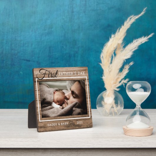 Eerste Vaderdag Foto Rustic Wood Fotoplaat (Insitu)