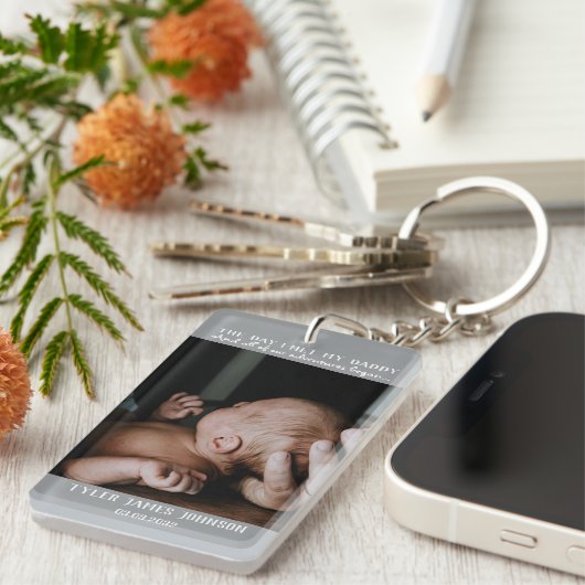 Eerste Vaderdag Foto Sleutelhanger (Voorkant Rechts)