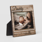 Eerste Vaderdag Foto van Pap Vast Hout Fotoplaat (Voorkant)