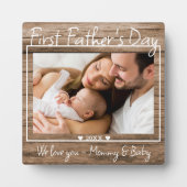 Eerste Vaderdag-fotobeeldscherm Rustisch hout Fotoplaat (Voorkant)