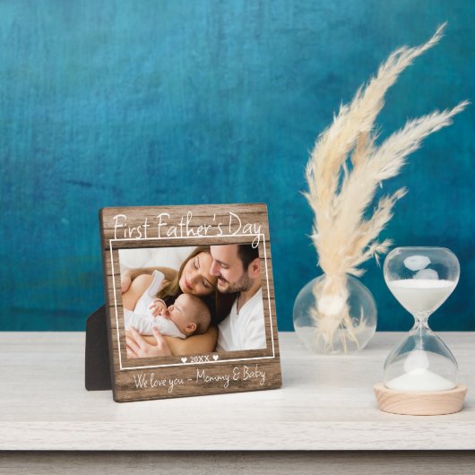 Eerste Vaderdag-fotobeeldscherm Rustisch hout Fotoplaat (Insitu)