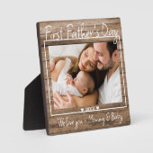 Eerste Vaderdag-fotobeeldscherm Rustisch hout Fotoplaat (Voorkant)