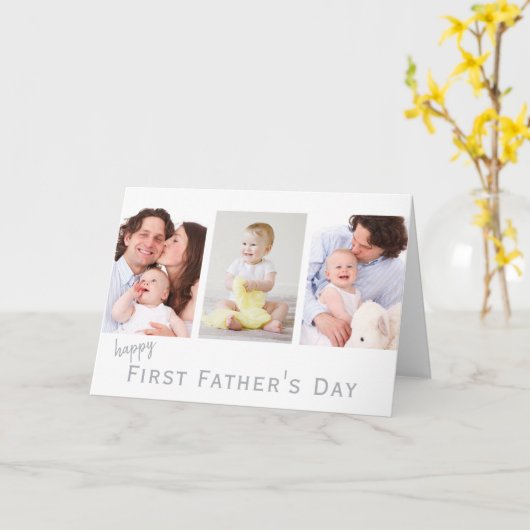 Eerste Vaderdag fotocollage Kaart (Gele Bloem)