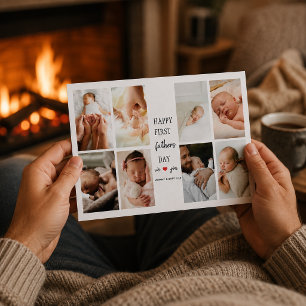 Eerste Vaderdag Fotocollage Kaart voor Papa