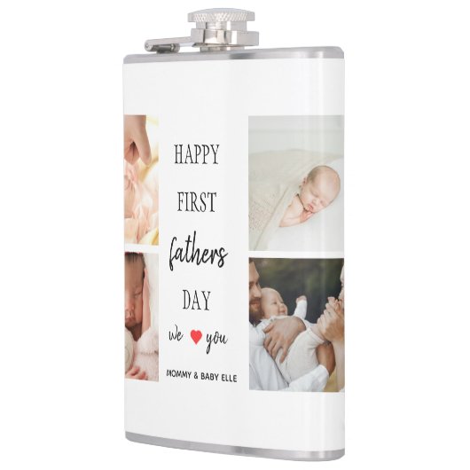 Eerste Vaderdag fotocollage | Papa Flask Gift Heupfles (Links)